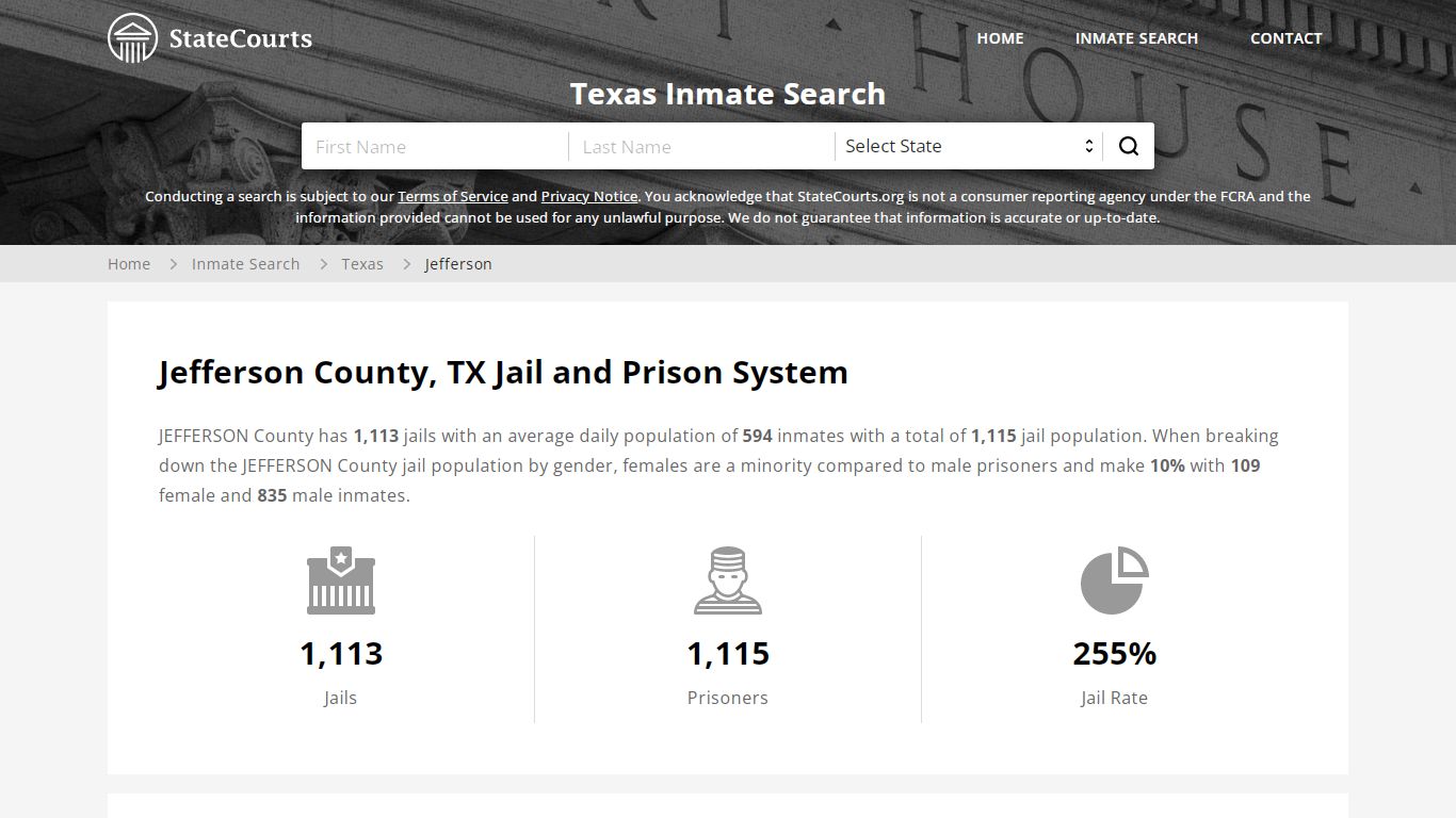 Jefferson County, TX Inmate Search - StateCourts